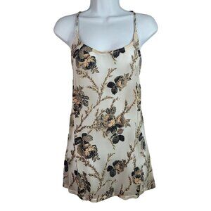 Victoria's Secret Floral Chemise Gray Sheer Large Strap Scoop Vintage USA 1999